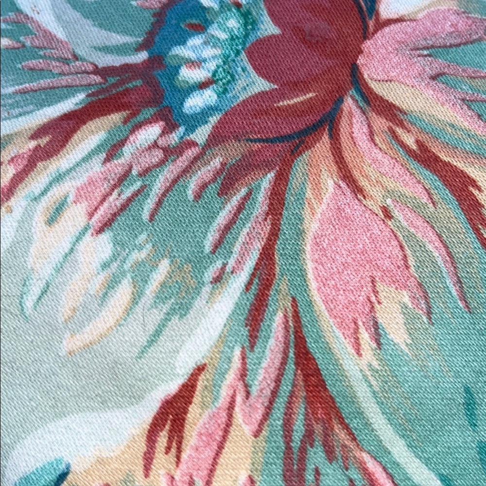 Vintage Colorful Abstract Plant Print Mini Accent Throw Pillow with Fringe - Picture 4 of 5